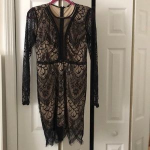 Black lace long sleeve dress